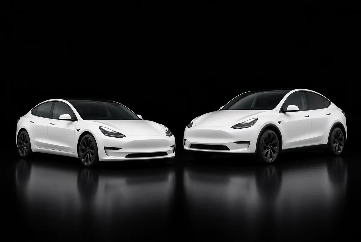 Model 3 and Model Y side by side